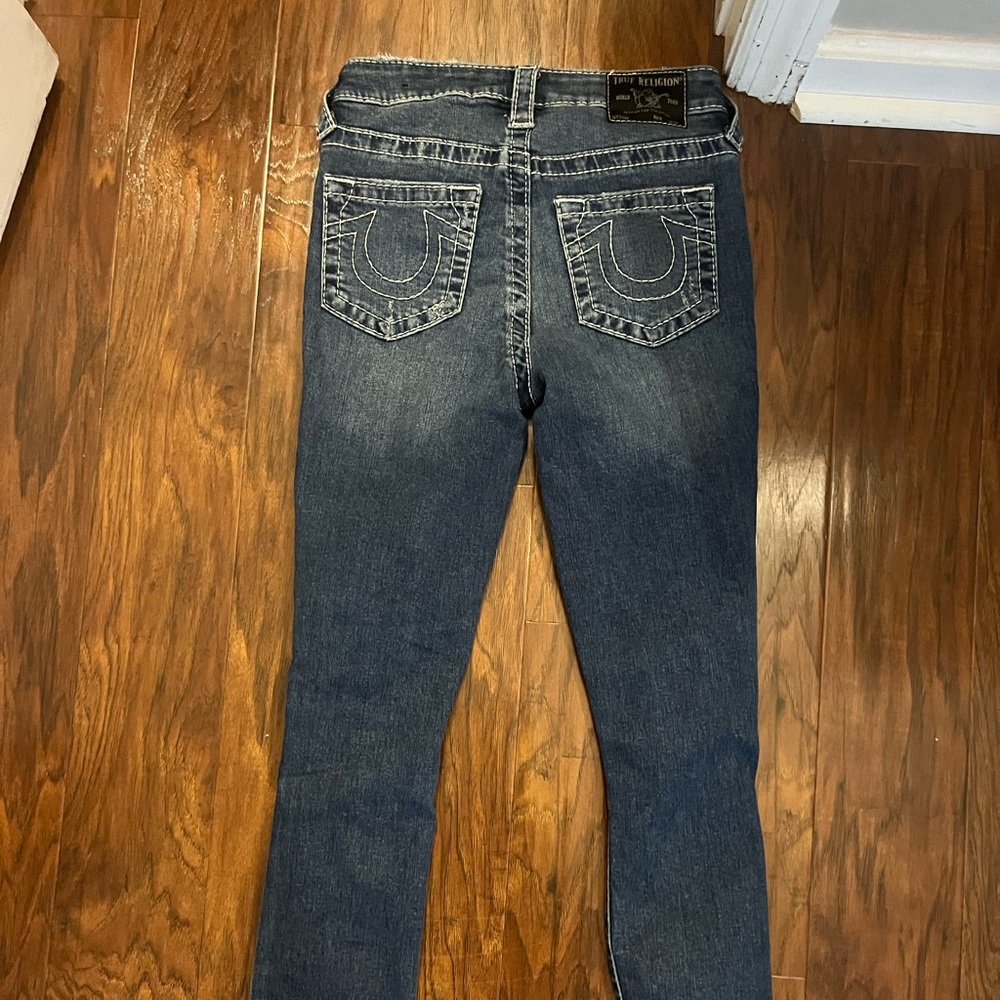 TRUE RELIGION HALLE MID RISE SUPER SKINNY WOMENS JEAN